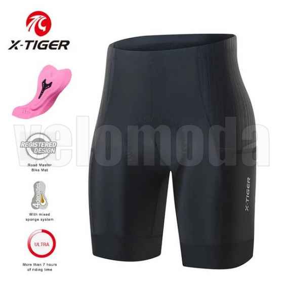 Велошорты женские X-Tiger DK-36401 S, с гелевым памперсом (Черный-розовый)