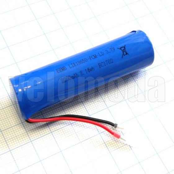 Аккумулятор 18650 BEBAT 2600 mAh LI-ION 3.7V провода приварены к выводам + схема защиты (Синий)