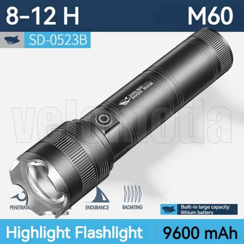 Фонарь Smiling Shark SD-0523, диод M60, zoom, дисплей, type-c