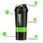 Шейкер спортивный 650 мл, 3 отделения, шкала (черный)