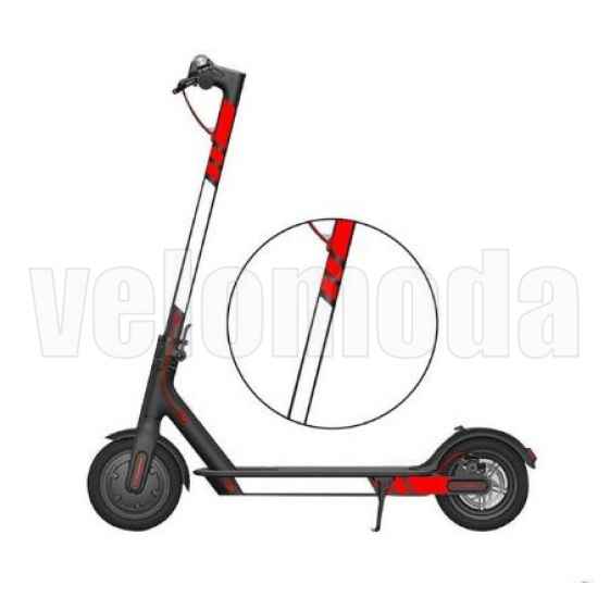 Комплект светоотражающих наклеек на руль и деку электросамоката Xiaomi M365, 1S, Pro, Pro 2 (Красный с белым вар2)