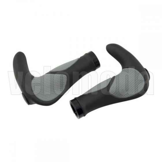 Грипсы эргномичные с рогами HL-G232, 140 мм (Черный/серый)