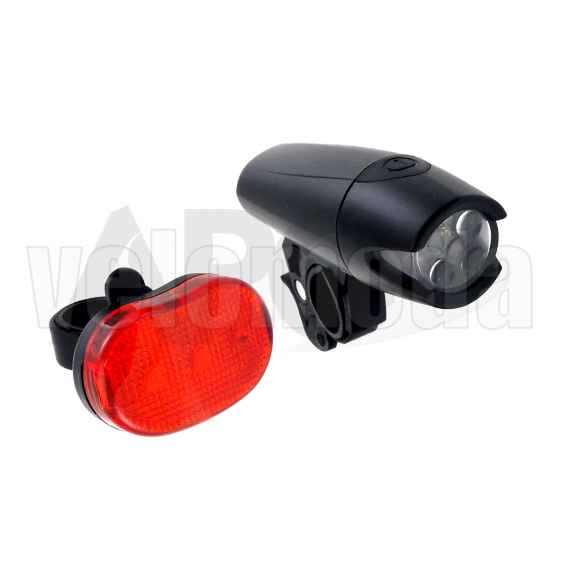 Комплект освещения для велосипеда фара + габарит XC-8008 (черный)