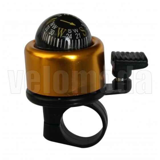 Велозвонок ударный с компасом золотой