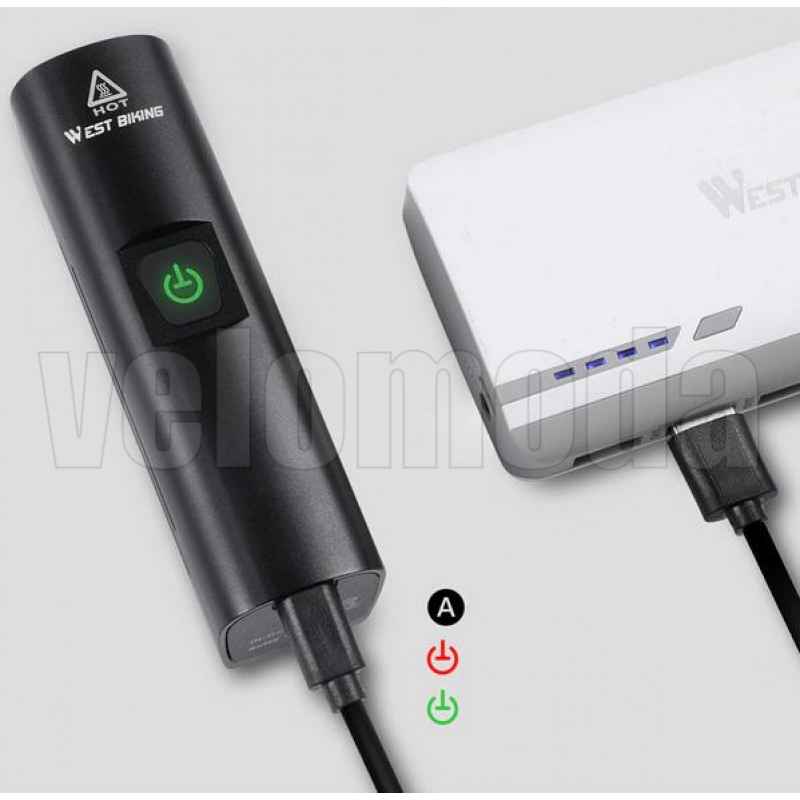 Фонарь велосипедный QB105 1300lm, 4500mAh (чёрный)