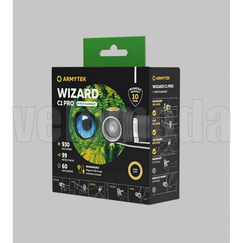 Фонарь Armytek Wizard C1 Pro Magnet, Samsung LH351D, 930 Lm, 900 mAh, белый свет