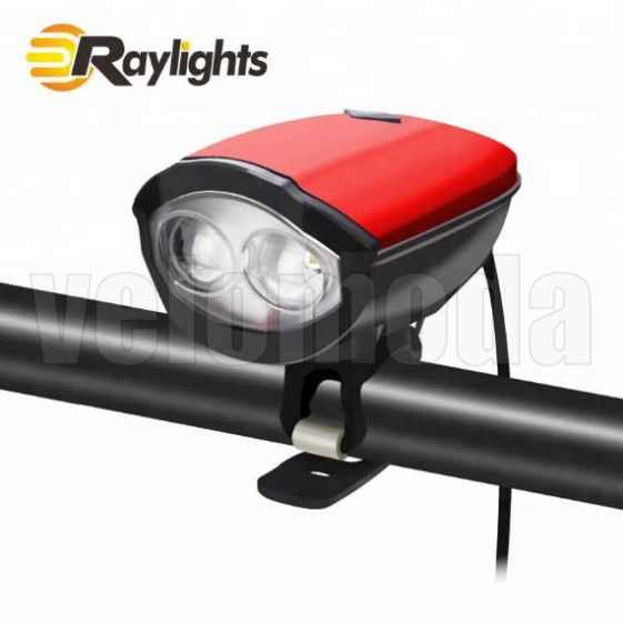 Фонарь велосипедный HJ046 500lm, 1200 mAh, звонок 120db (Красный)