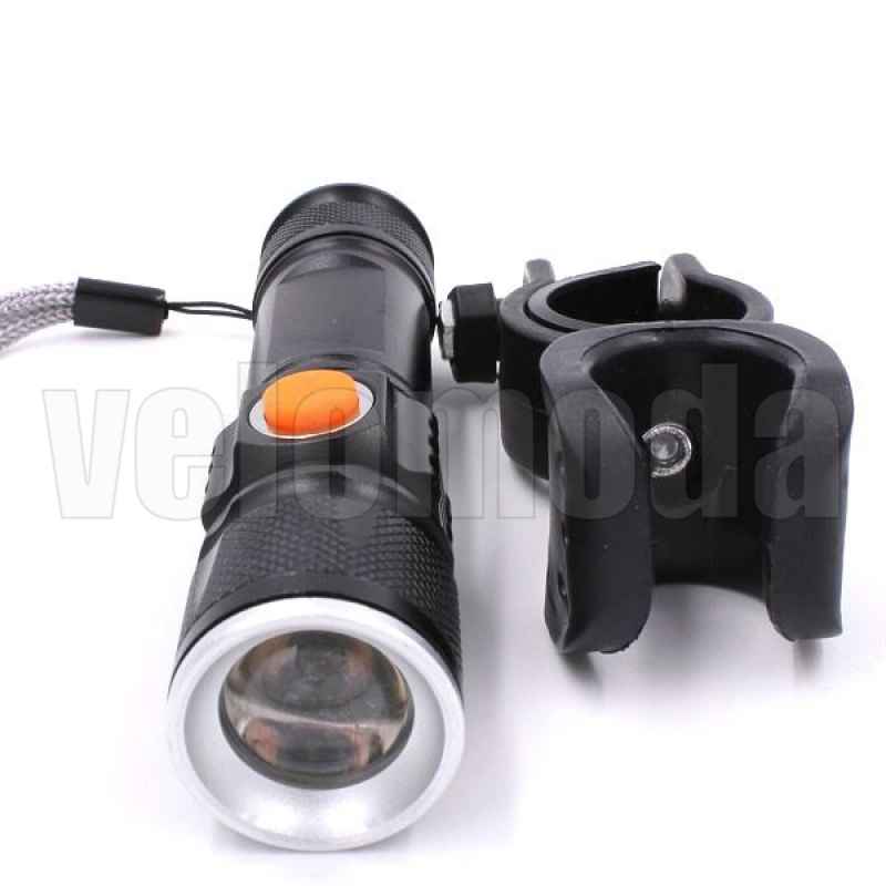 Фонарь тактический с зумом YG-444 металлический USB + крепление Фонарь тактический с зумом YG-444 металлический USB + крепление