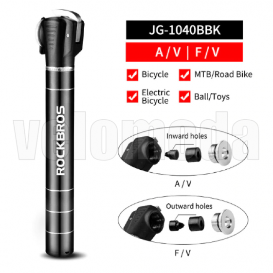 Велосипедный мини насос Rockbros JG-1040BBK с креплением до 7 BAR