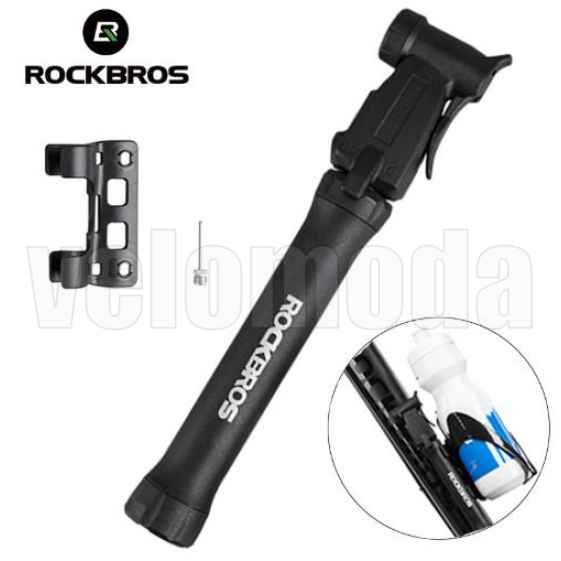Велосипедный насос Rockbros 1701 двухходовой с иглой для мяча и креплением