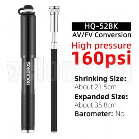 Велосипедный насос со шлангом, алюминиевый RockBros HQ-52BK