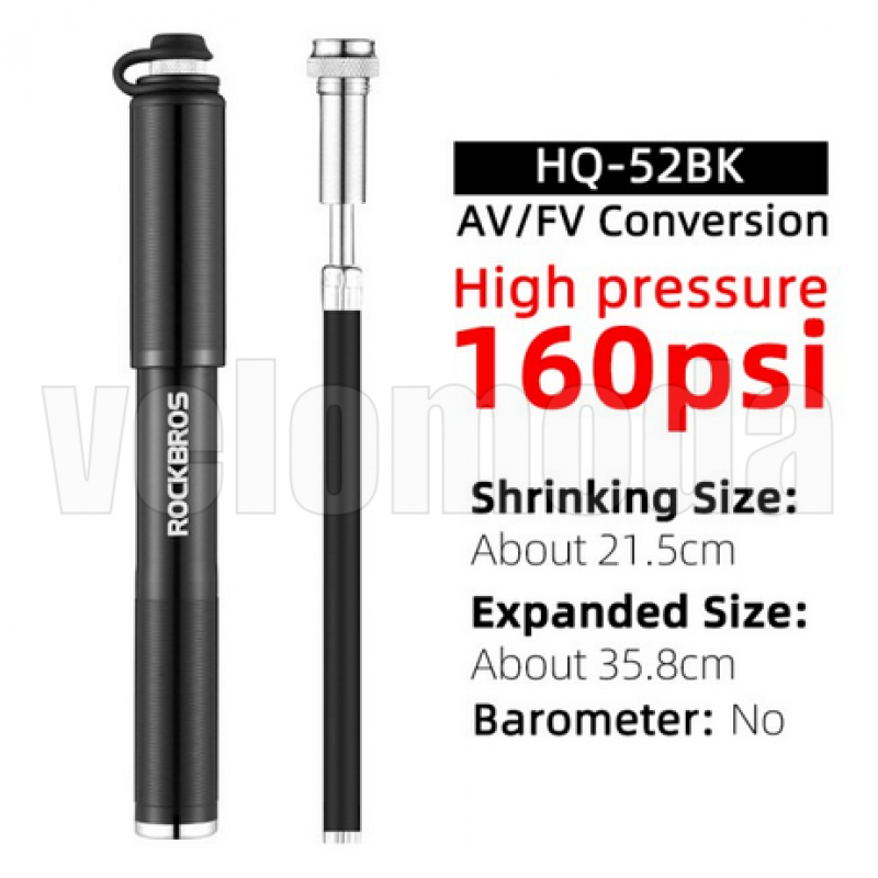 Велосипедный насос со шлангом, алюминиевый RockBros HQ-52BK Велосипедный насос со шлангом, алюминиевый RockBros HQ-52BK