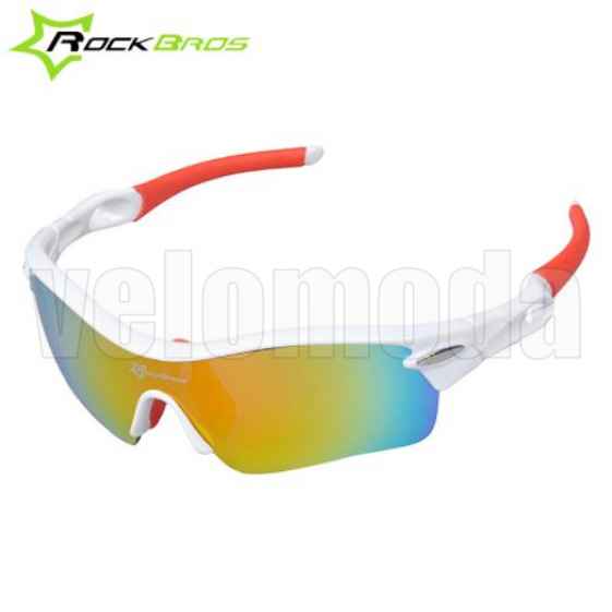 Очки велосипедные RockBros 10005 с диоптриями UV400 Polarized (белые-красные)