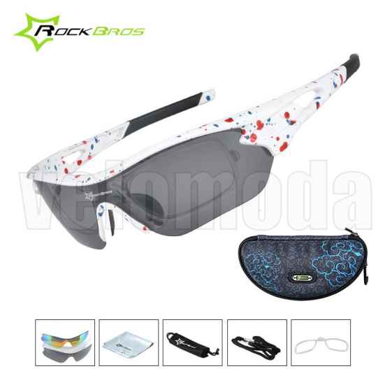 Очки велосипедные RockBros 10046 с диоптриями UV400 Polarized (белые)
