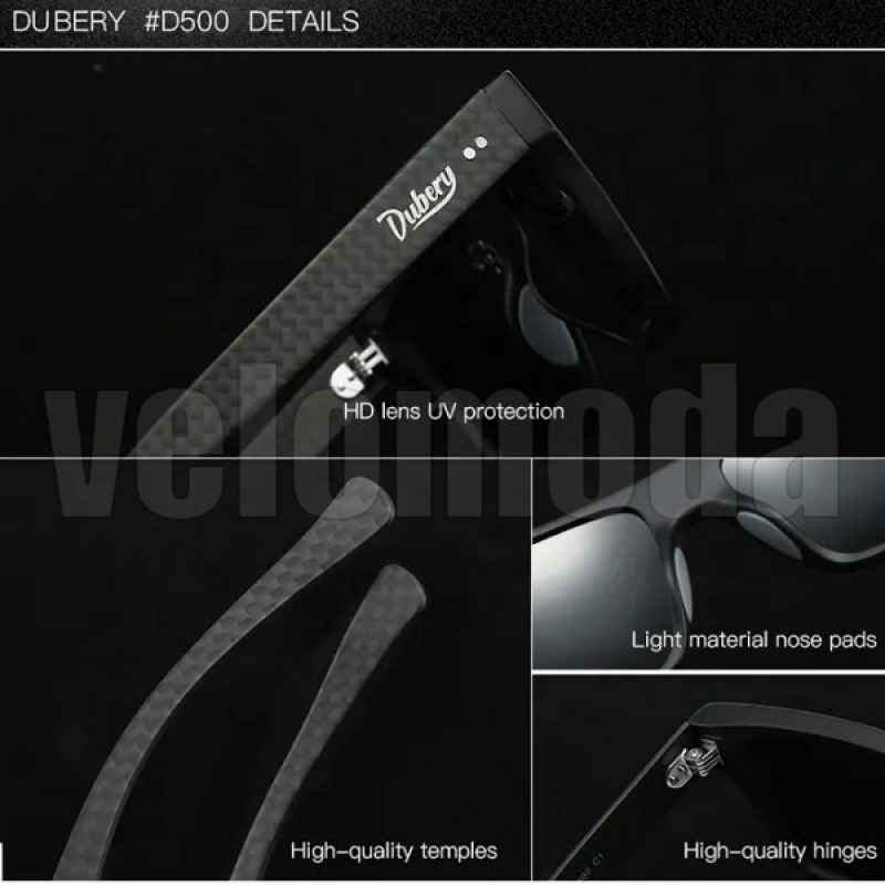 Очки DUBERY D500-01 Polarized, UV400 с карбоновыми дужками (Чёрные)