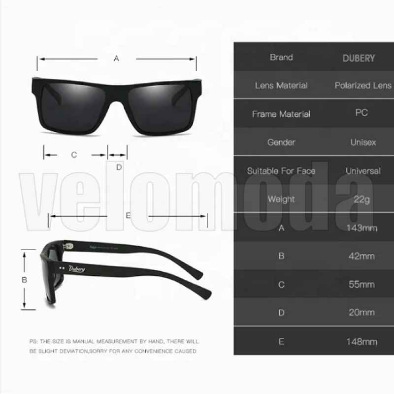 Очки DUBERY D500-01 Polarized, UV400 с карбоновыми дужками (Чёрные)