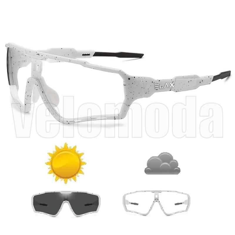 Очки велосипедные Elax AP6, фотохромные, UV400 (Белые с точками)