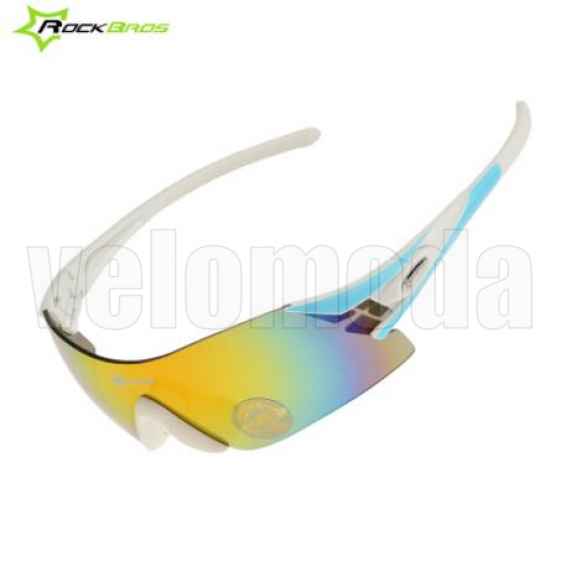 Очки велосипедные RockBros 10019 UV400 Polarized (белые-бирюза)