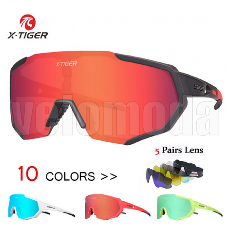 Очки велосипедные X-TIGER JPC02-5P фотохромные, поляризация UV-400 (Чёрно-красные)