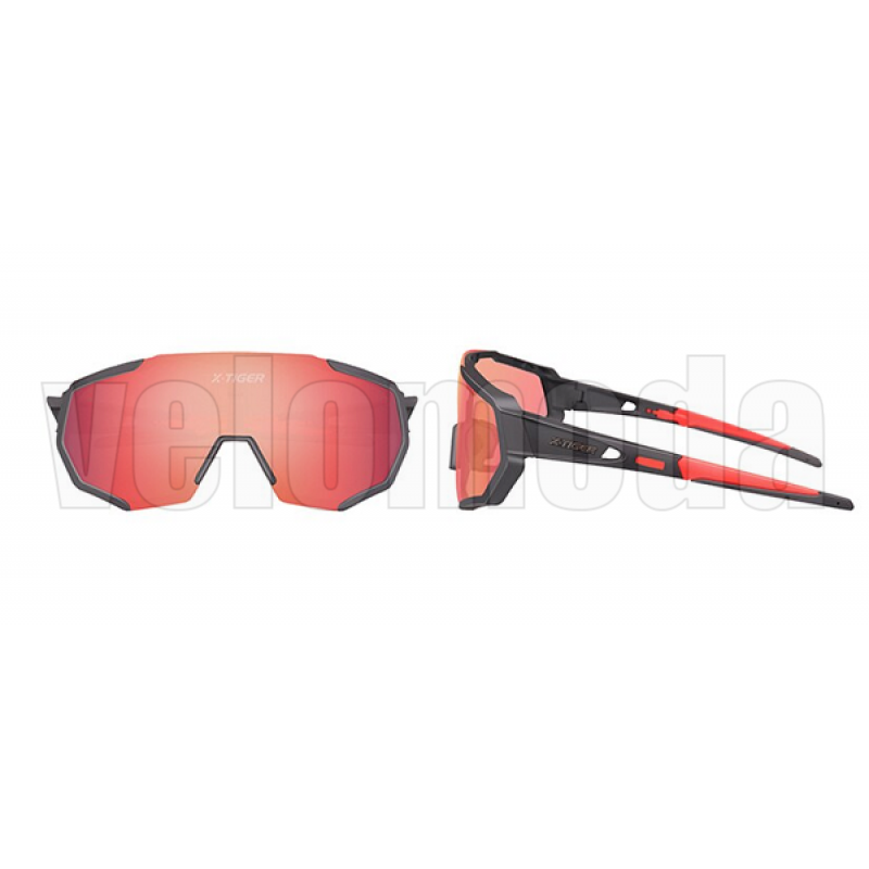Очки велосипедные X-TIGER JPC02-5P фотохромные, поляризация UV-400 (Чёрно-красные)