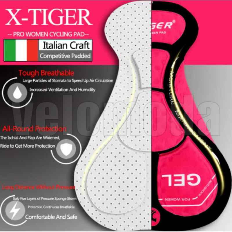 Велошорты с гелевым памперсом женские X-Tiger DK1303 S (Черный-розовый)