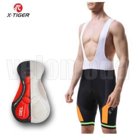 Велошорты X-Tiger DBK801 L с гелевым памперсом и лямками мужские (Оранжевый)