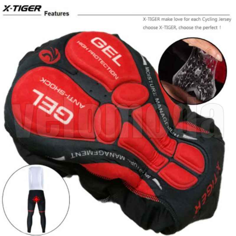 Велоштаны с гелевым памперсом мужские X-Tiger CBK501 M (Красный)
