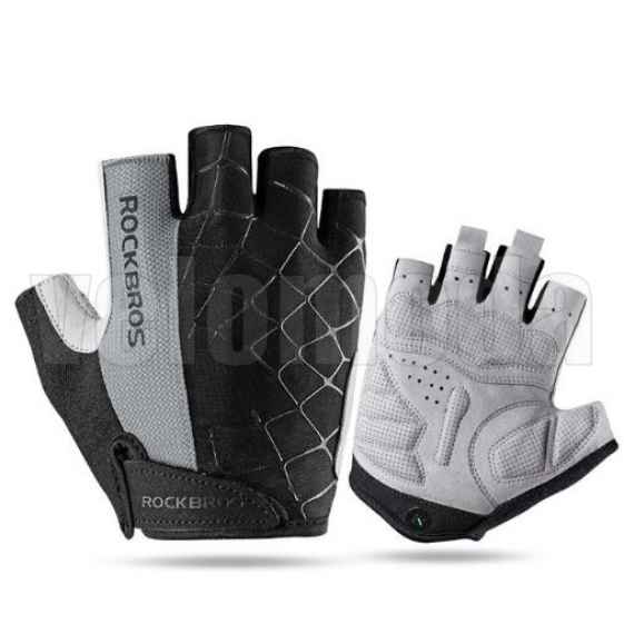 Велоперчатки Rockbros S109 Spider S с гелевыми вставками дышащие (Серые)