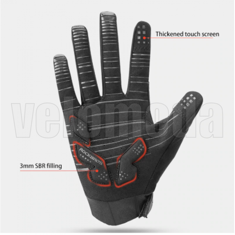 Велоперчатки Rockbros S208BK L Anti Slip (Чёрные)