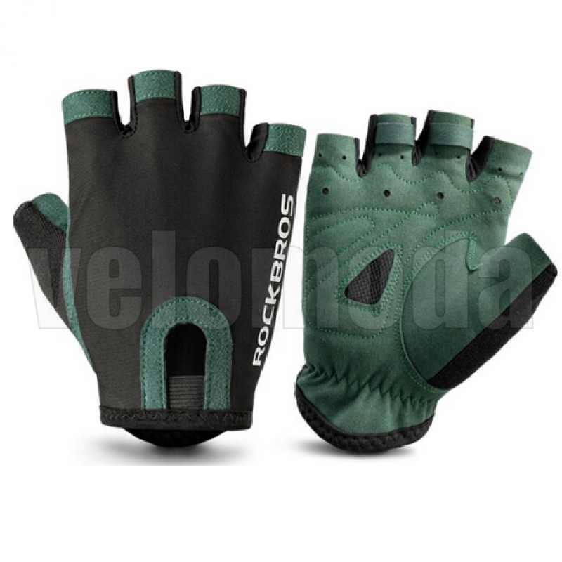 Велоперчатки Rockbros S260-M с гелевыми вставками, дышащие (Чёрно-зелёные) Велоперчатки Rockbros S260-M с гелевыми вставками, дышащие (Чёрно-зелёные)