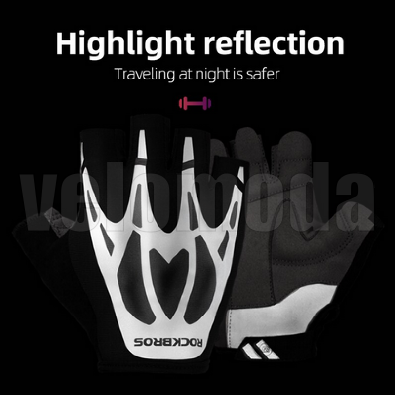 Велоперчатки Rockbros S227BK-L с гелевыми вставками, дышащие (Чёрно-белые)