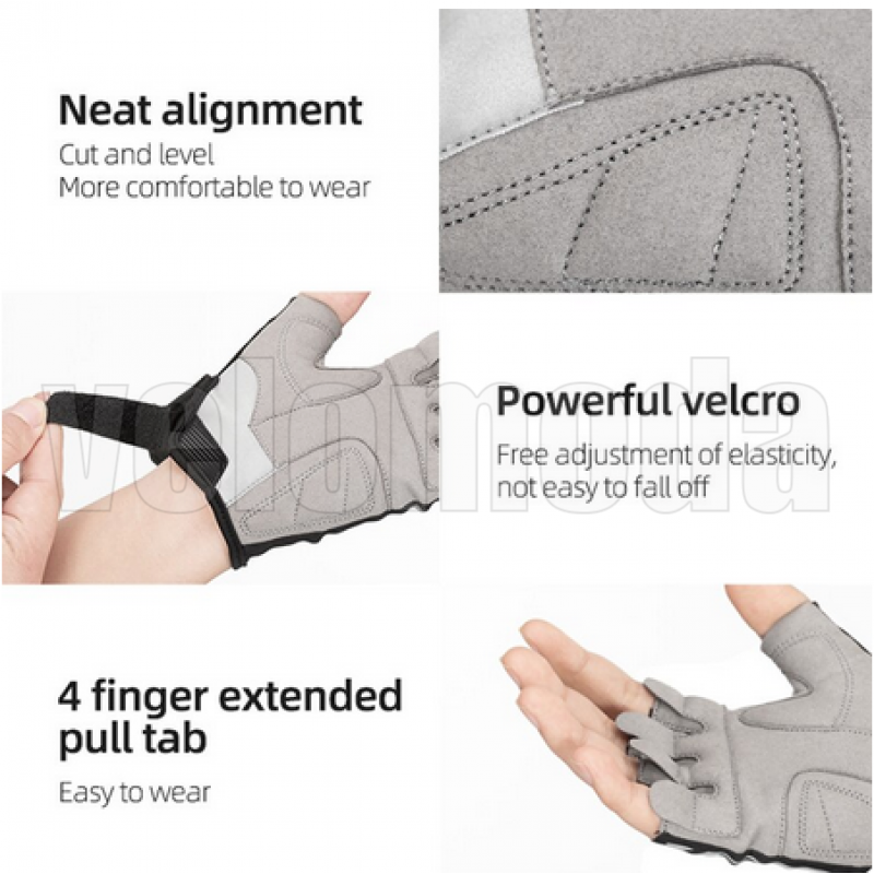 Велоперчатки Rockbros S227BK-L с гелевыми вставками, дышащие (Чёрно-белые)