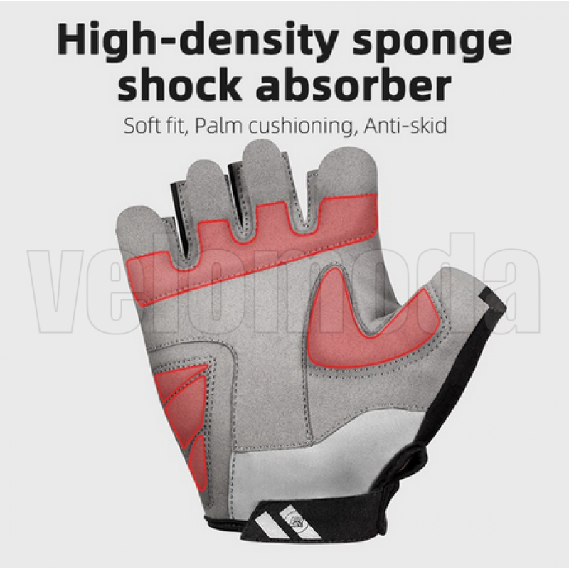 Велоперчатки Rockbros S227BK-L с гелевыми вставками, дышащие (Чёрно-белые)