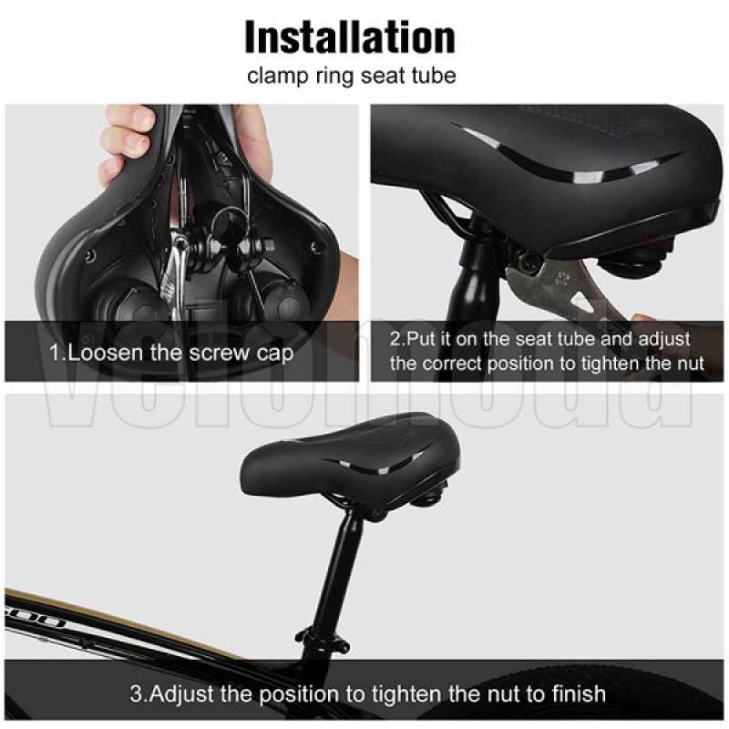 Седло для велосипеда WEST BIKING 634307A PU-кожа (Чёрное)