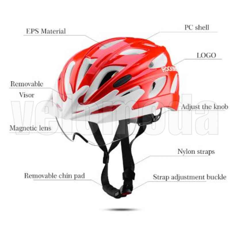 Велошлем Rockbros TT-16 с магнитной линзой (Черный с желтым)