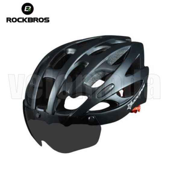 Велошлем Rockbros WT-027-S с магнитной линзой (Черный матовый)