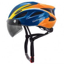 Велошлем с визором и габаритом HT-13 58-62См (Синий-желтый)