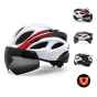 Велошлем с визором и габаритом HT-13 58-62См (Белый-красный)