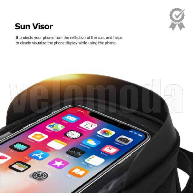 Велосумка с держателем для телефона на раму Sahoo 122053 0.8L до 6,2 дюйма (черная)