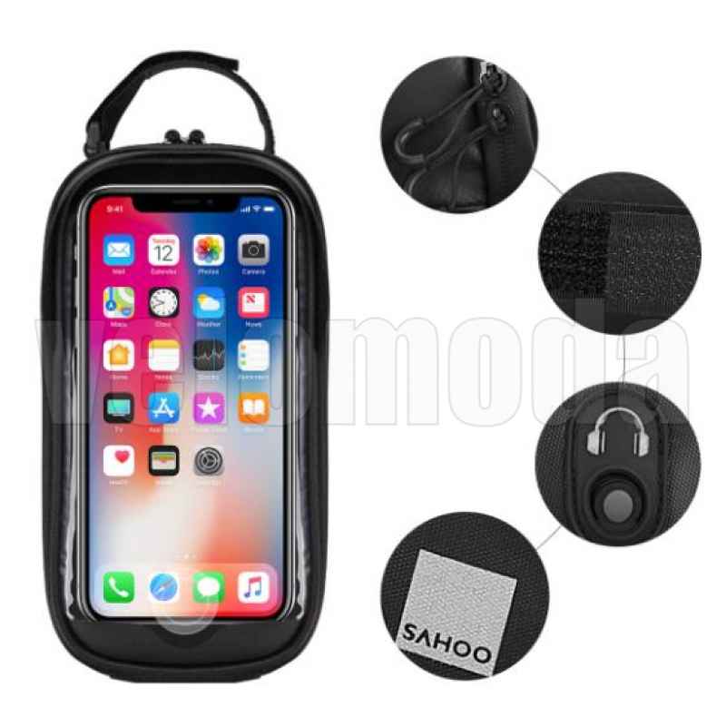 Велосумка с держателем для телефона на раму Sahoo 122053 0.8L до 6,2 дюйма (черная)