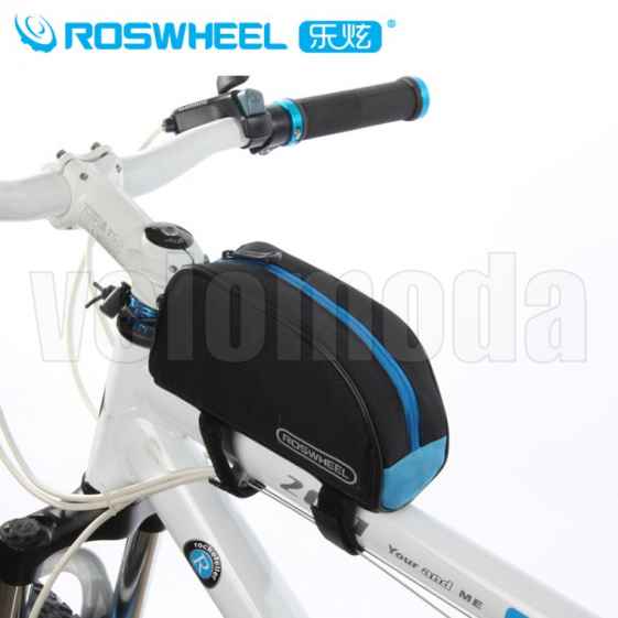 Велосумка на раму Roswheel одно отделение (черная с синим)