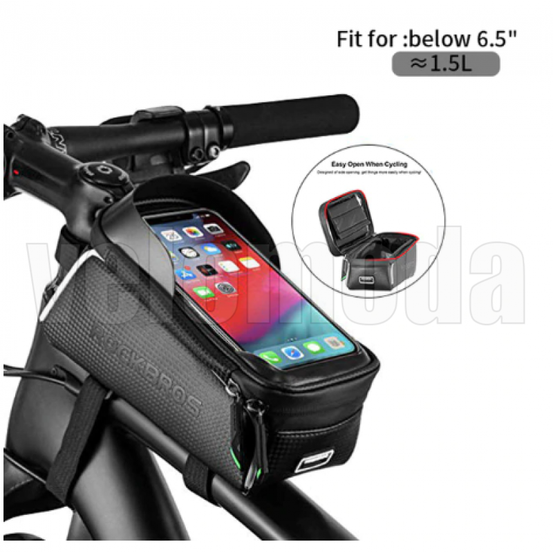 Велосумка с держателем для телефона на раму RockBros RB-017-3BK (черный карбон) Велосумка с держателем для телефона на раму RockBros RB-017-3BK (черный карбон)