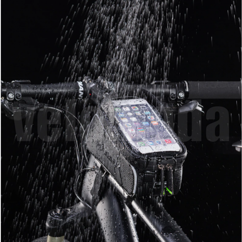 Велосумка с держателем для телефона на раму RockBros RB-017-3BK (черный карбон)