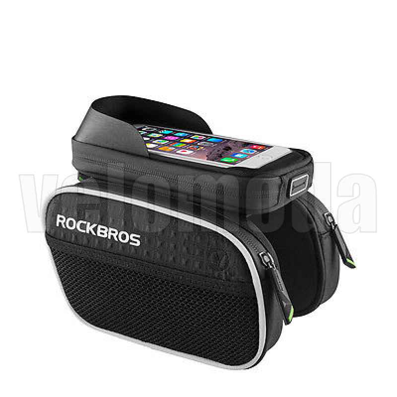 Велосумка с держателем для телефона на раму RockBros RB-024 двойная до 5.8 дюймов (черная) Велосумка с держателем для телефона на раму RockBros RB-024 двойная до 5.8 дюймов (черная)