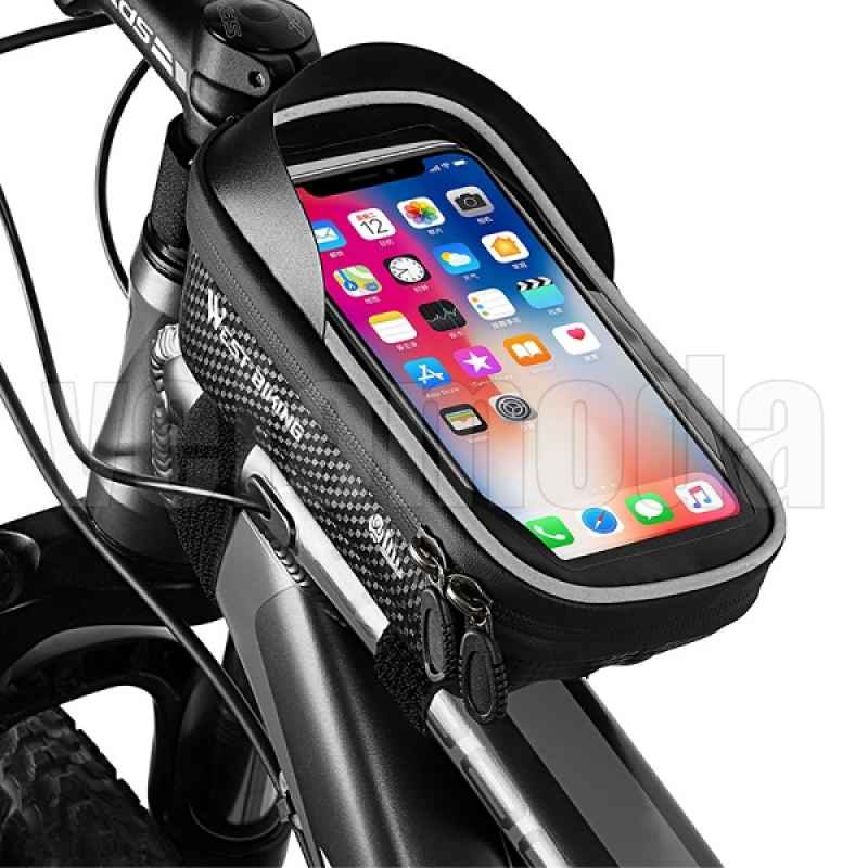 Сумка на раму WEST BIKING водонепроницаемая до 6,7 дюймов (Черная) Сумка на раму WEST BIKING водонепроницаемая до 6,7 дюймов (Черная)
