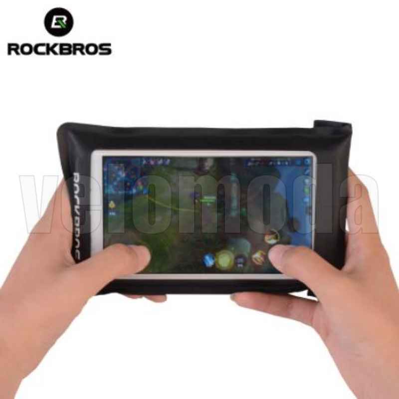 Велосумка с чехлом для телефона на раму RockBros AS-006 двойная до 6.0" водонепроницаемая