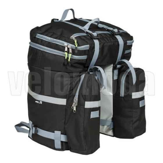 Сумка штаны на багажник Course Pack 35-50 л. (Черный-серый)