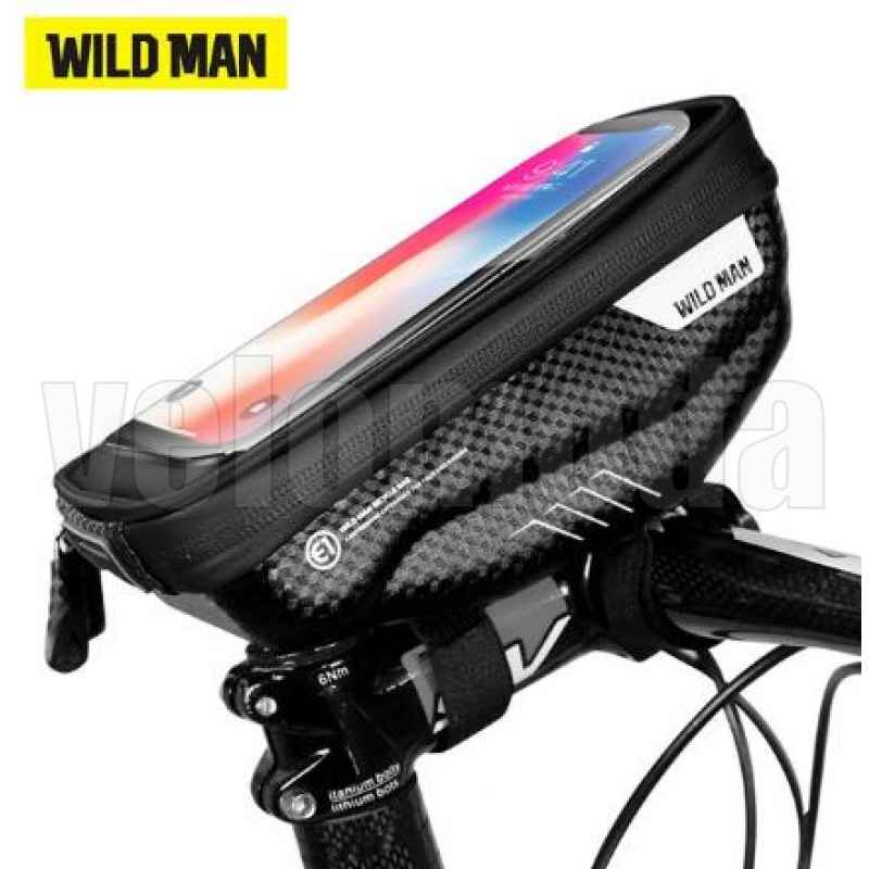 Сумка для телефона на руль Wild Man 4.7- 6.5 (черный-карбон) Сумка для телефона на руль Wild Man 4.7- 6.5 (черный-карбон)
