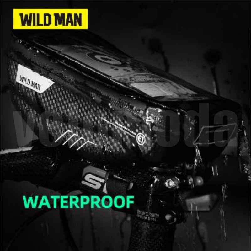 Сумка для телефона на руль Wild Man 4.7- 6.5 (черный-карбон)