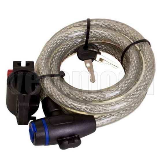 Замок для велосипеда 2К W225072, 15*1000мм автоматический с креплением (Металик)